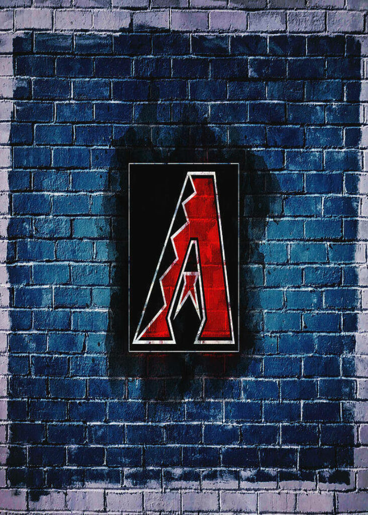 Arizona Diamondbacks logo on textured blue brick wall modern sports-themed wallpaper background