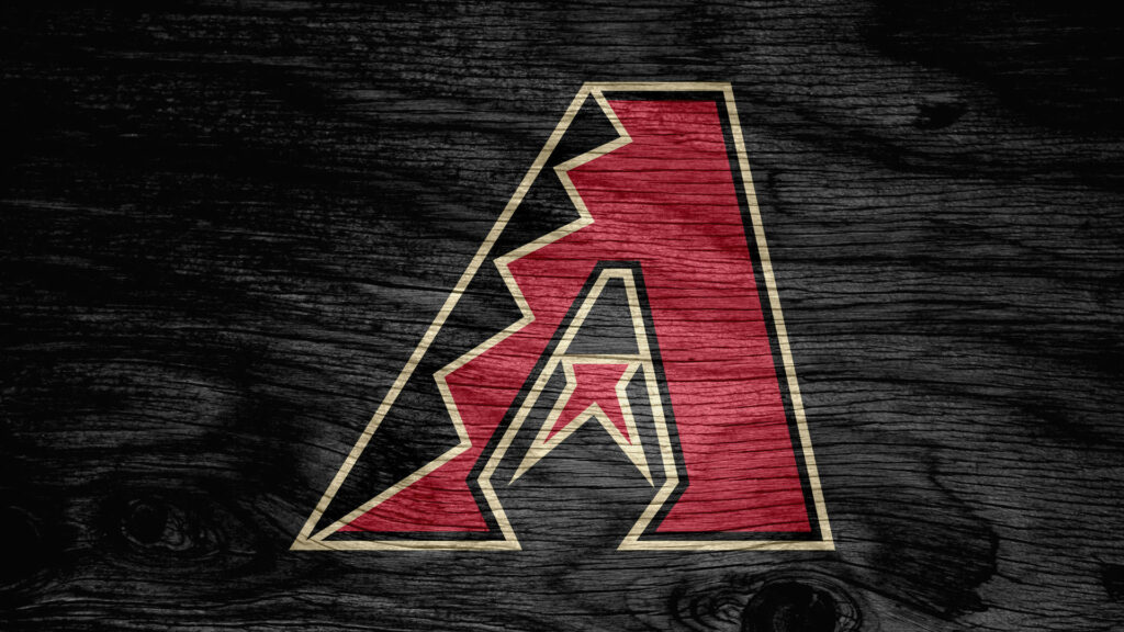 Arizona Diamondbacks logo in red and gold on textured charcoal wooden sports wallpaper background