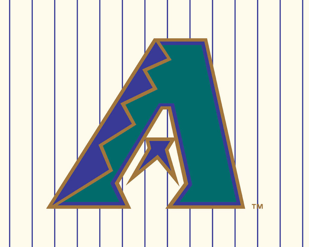Arizona Diamondbacks logo on blue pinstripe wallpaper retro baseball background design