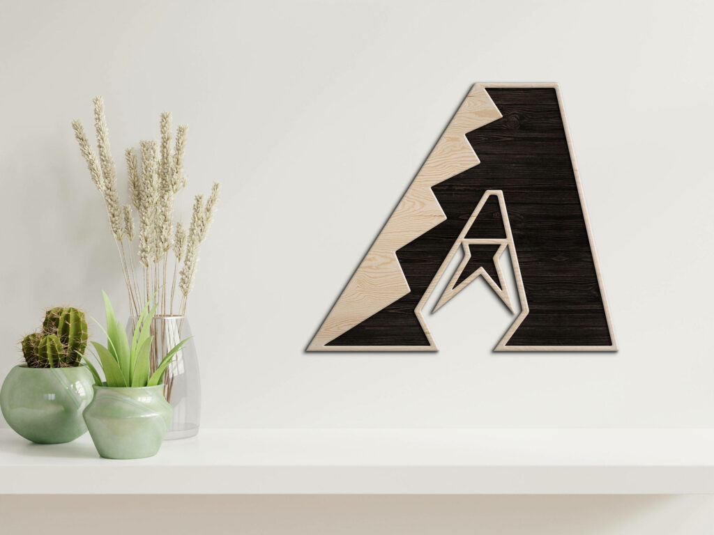 Arizona Diamondbacks wall art with bold logo and natural wood texture sports fan decor wallpaper