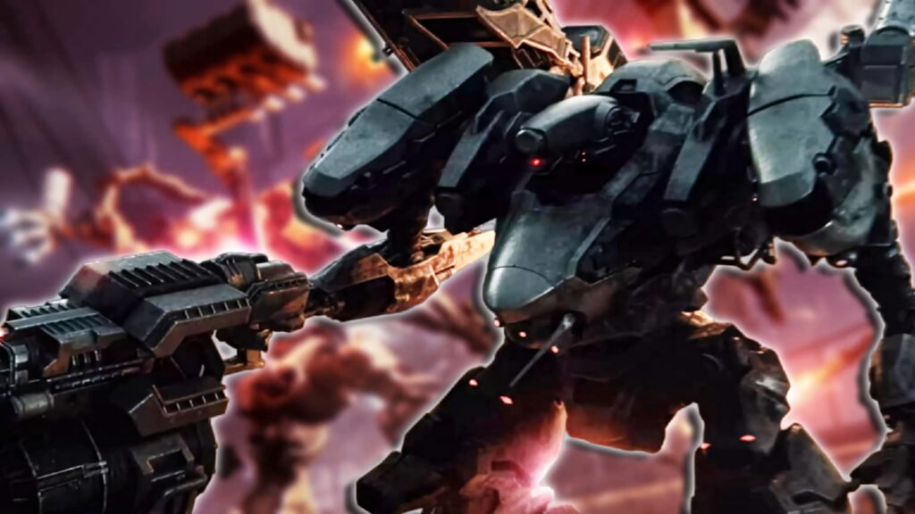 Armored Core mech battle intense combat wallpaper vivid explosions and powerful mechanized warrior