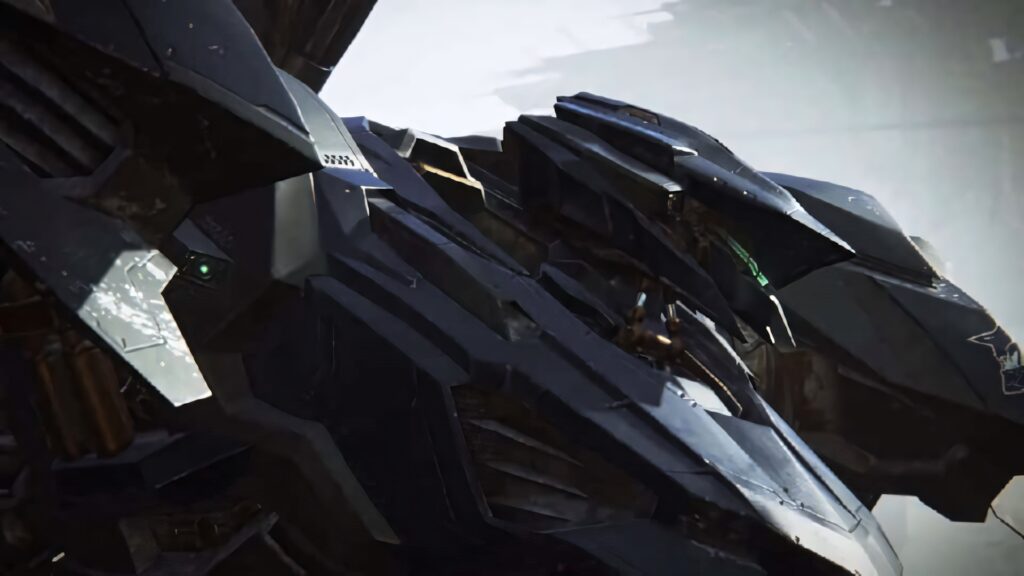 Closeup of powerful Armored Core mech with intricate armored plating and futuristic design wallpaper