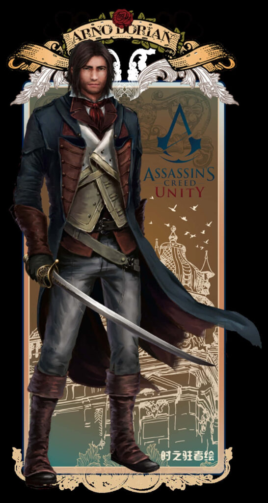 Arno Dorian with drawn sword in Assassin's Creed Unity detailed action wallpaper background