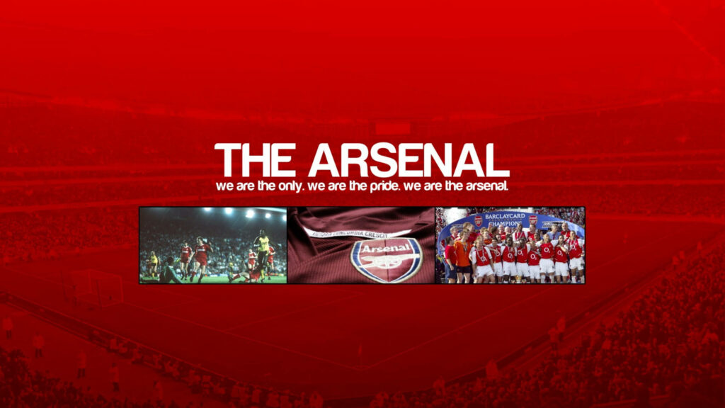 Arsenal FC wallpaper with club crest iconic quote vibrant red background team unity moments
