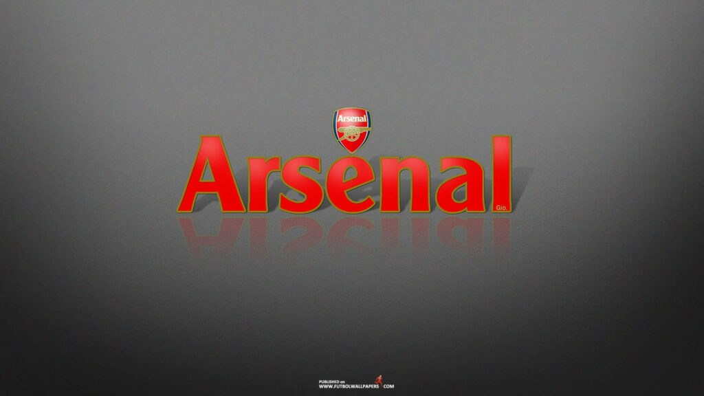 Arsenal logo and name in bold red on sleek gray background modern football club wallpaper