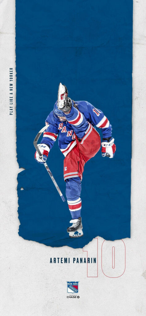 Artemi Panarin intense action shot displaying dynamic hockey skills New York Rangers wallpaper