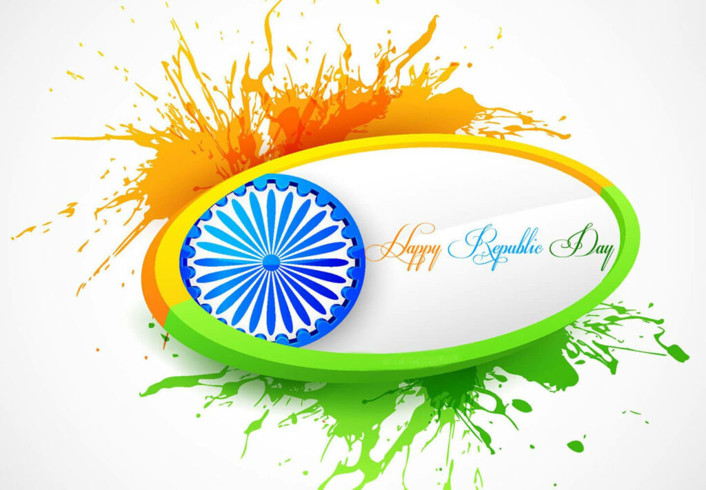 Artful Splatters: Celebrating India's Republic Day with Oval Vector Design Wallpaper