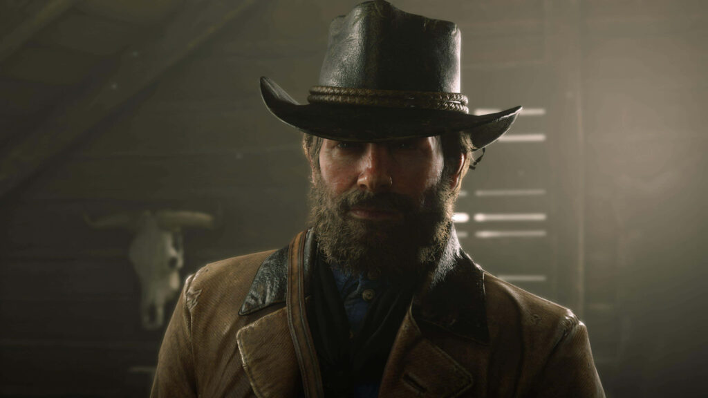 Arthur Morgan cowboy portrait wallpaper Red Dead Redemption 2 rugged realistic character design