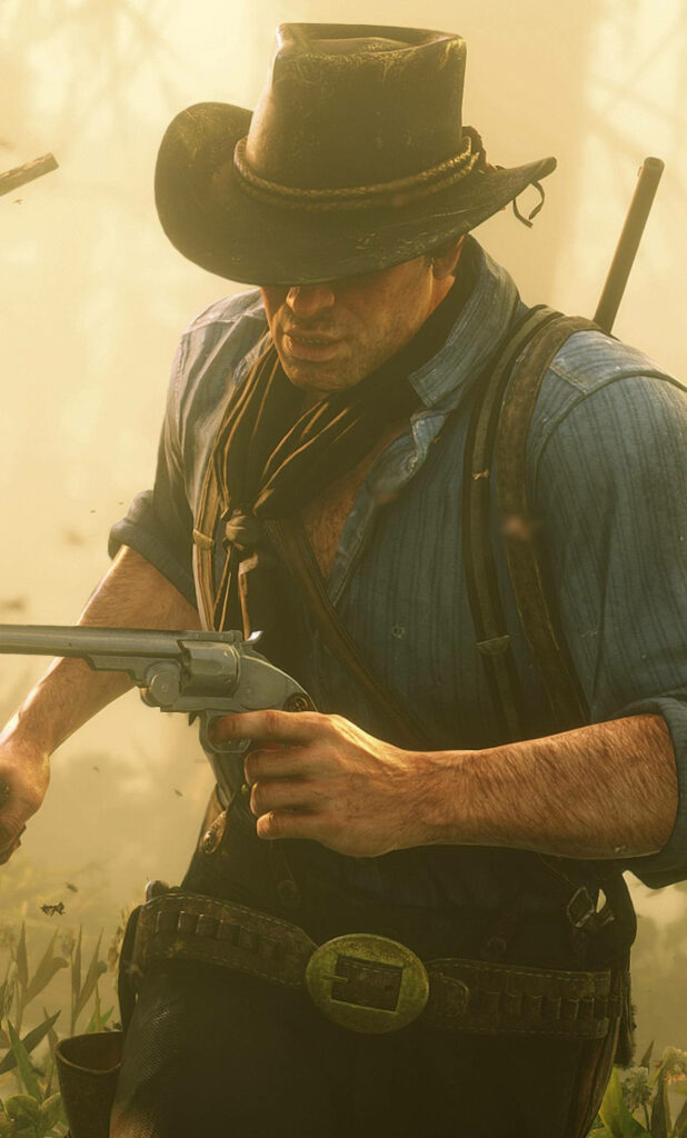 Arthur Morgan Wallpaper: Iconic Cowboy in Misty Wild West