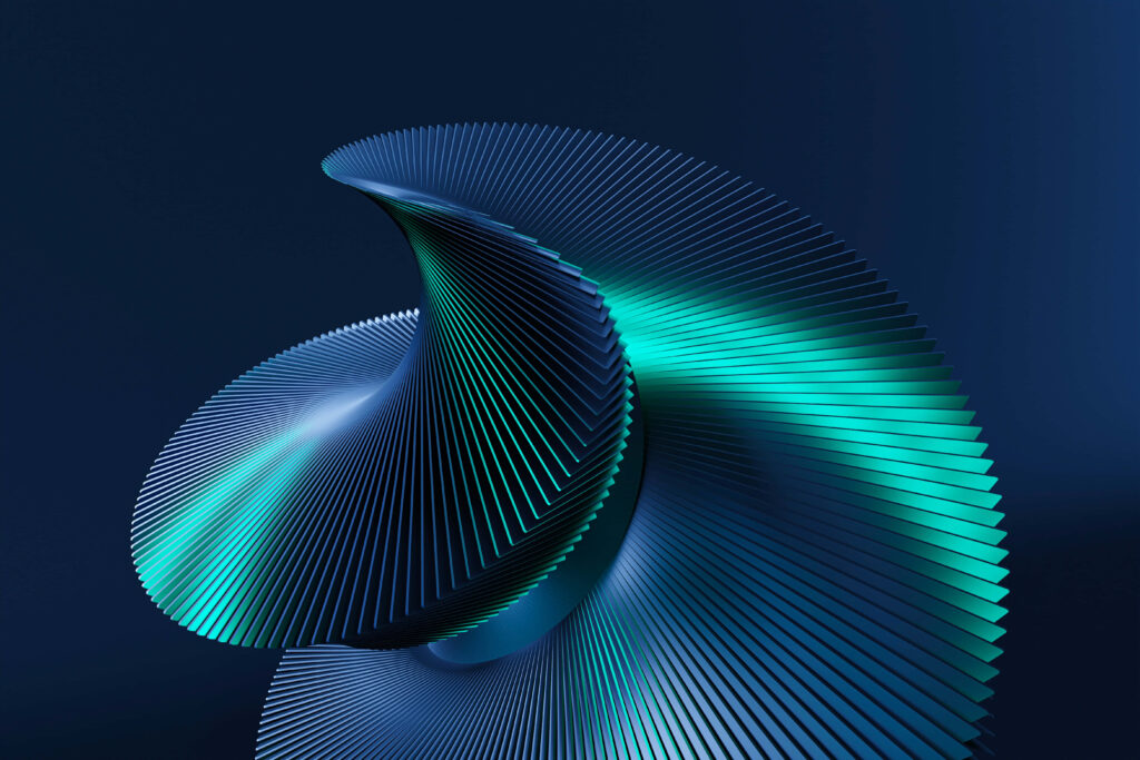 Vibrant Blue & Green 3D Abstract Shapes Wallpaper - Dark Background