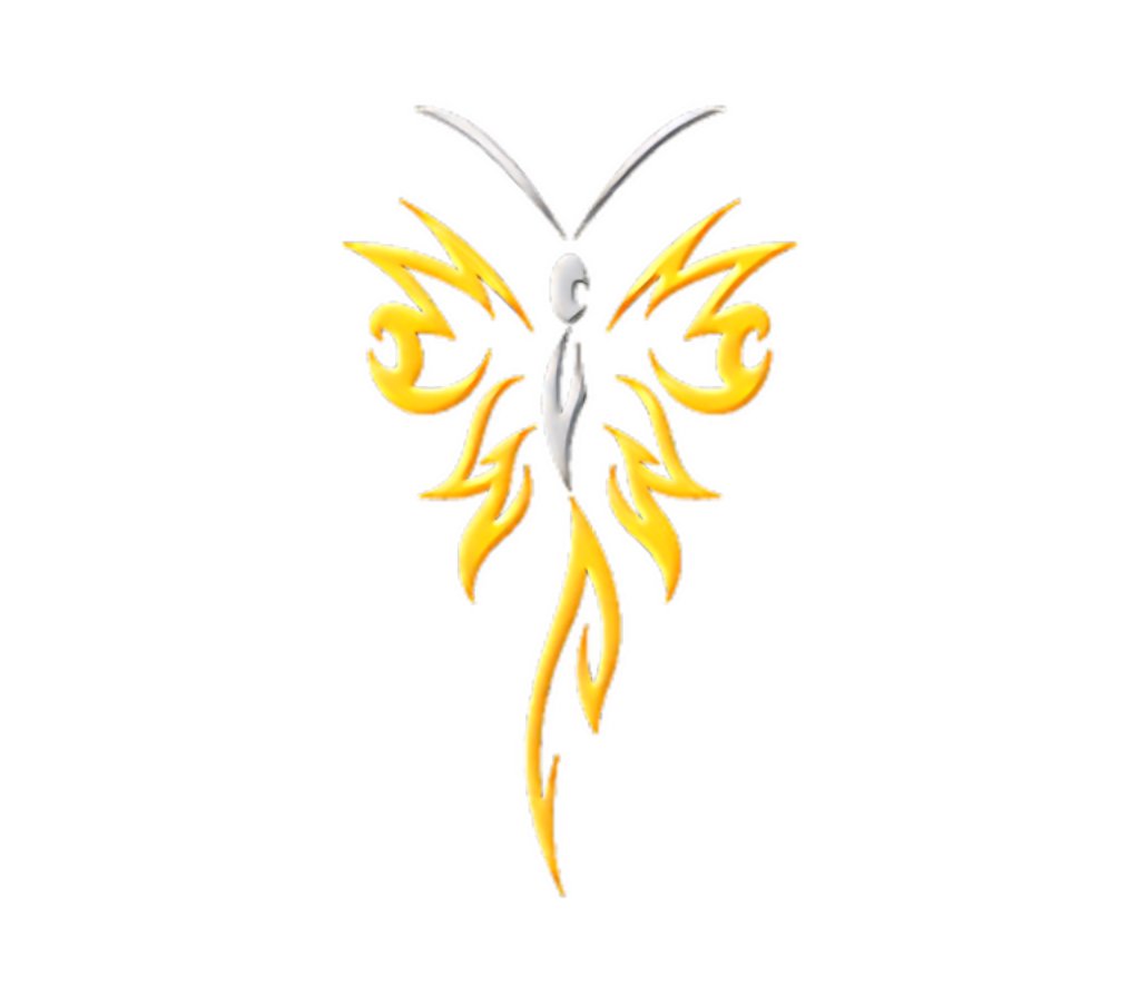 Abstract Metallic Silver & Yellow Butterfly Wallpaper Background