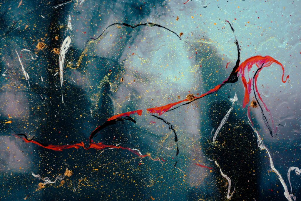 Abstract Red and Black Wallpaper with Gold Accents - Artistic Background