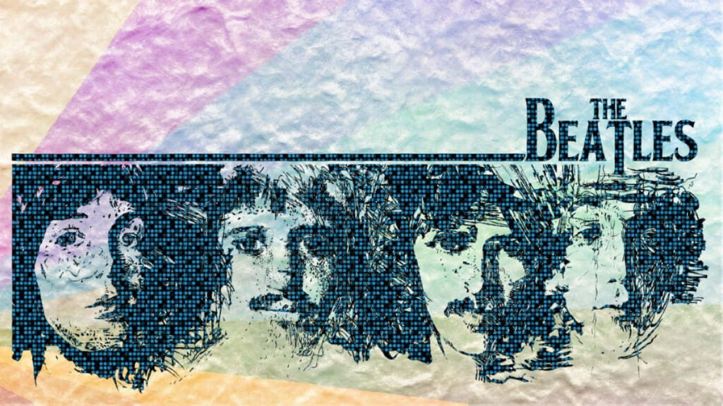 Artistic Beatles Wallpaper: Iconic Imagery & Textured Background