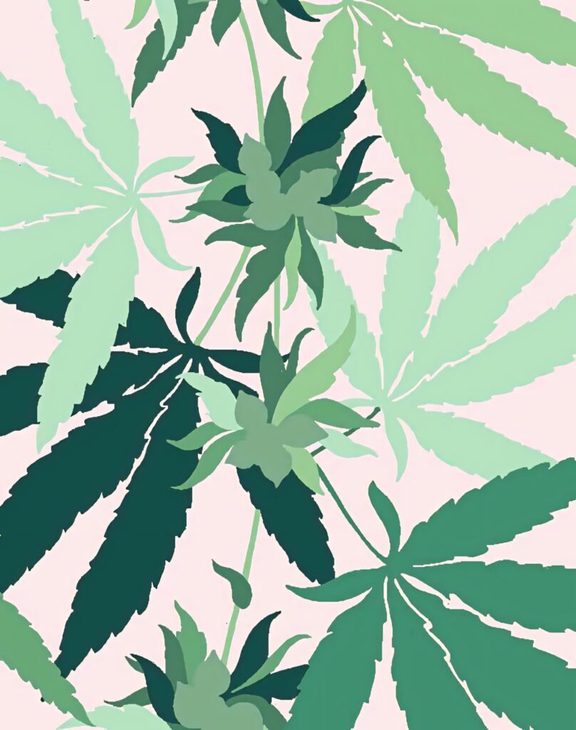 Aesthetic Cannabis Leaf Wallpaper: Pastel Botanical Background