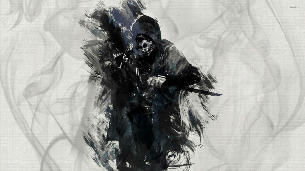 Artistic Corvo Attano Wallpaper: Stealth & Mystery in Monochrome
