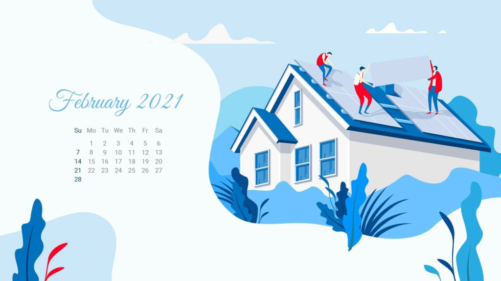 Artistic February 2021 Calendar Wallpaper with Winter Landscape