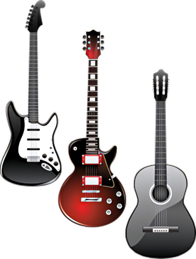 Artistic Guitar Wallpaper: Electric & Acoustic Designs in PNG Format