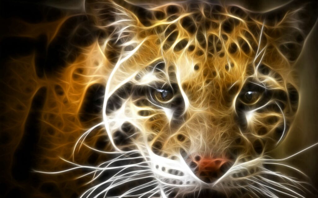 Glowing Leopard Face Wallpaper | Artistic Design & Warm Colors