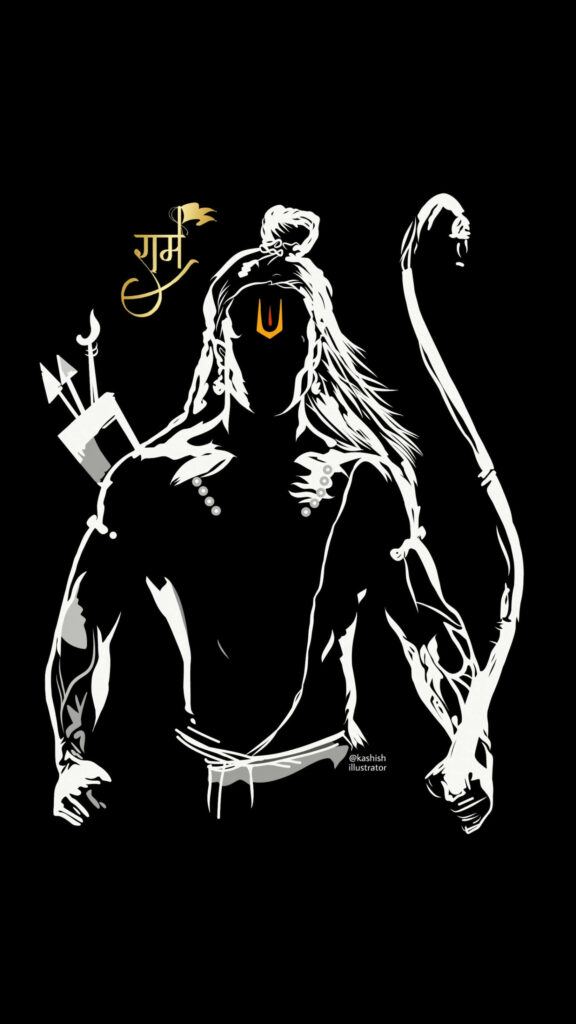Minimalist Lord Shree Ram Wallpaper: Artistic Bow & Arrow Design