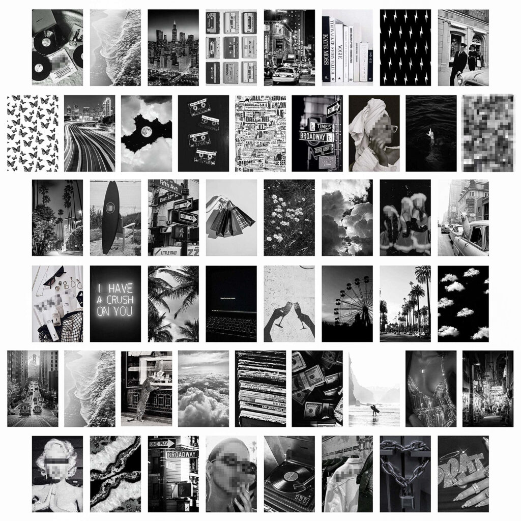 Artistic Black and White Urban Nature Collage Wallpaper Background