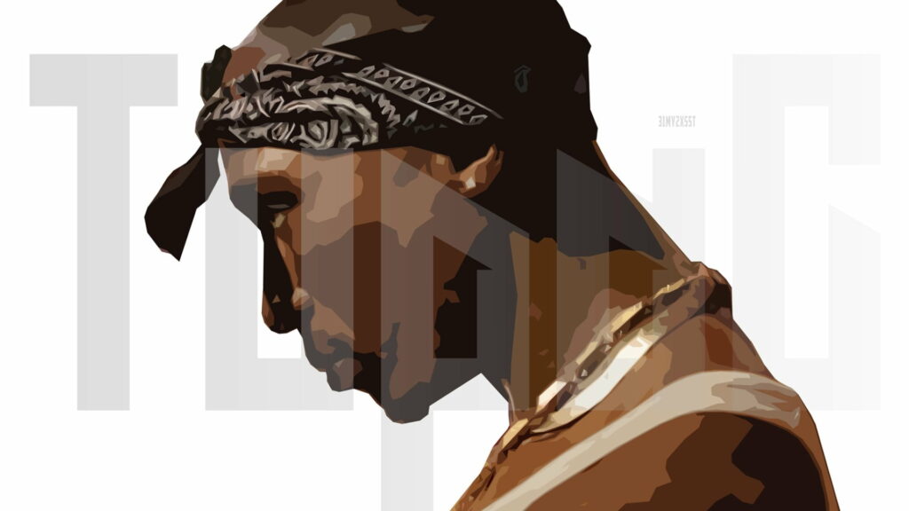 Artistic Portrayal: 2Pac - The King of Rap in a HD Wallpaper