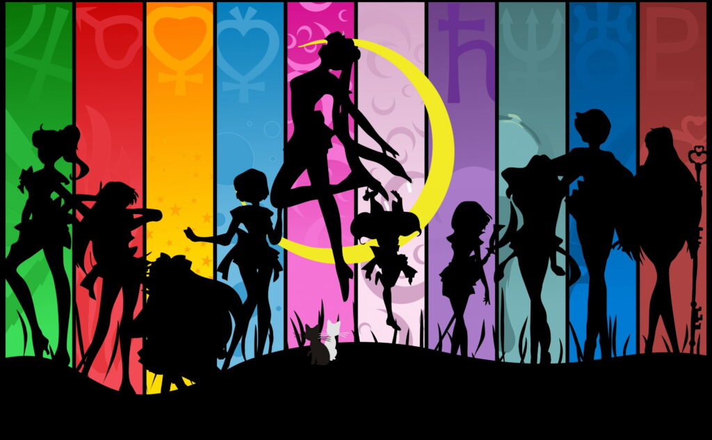 La Luna Brillante: An Artistic Sailor Moon Silhouette in 4K Wallpaper