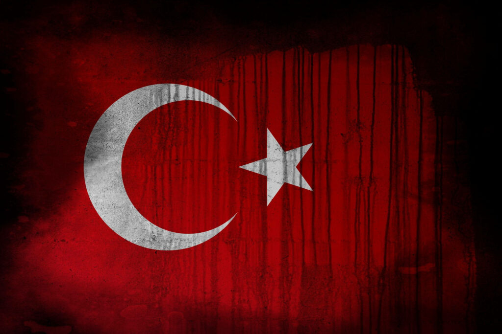 Artistic Turkey Flag Wallpaper: Red Background with Star & Crescent