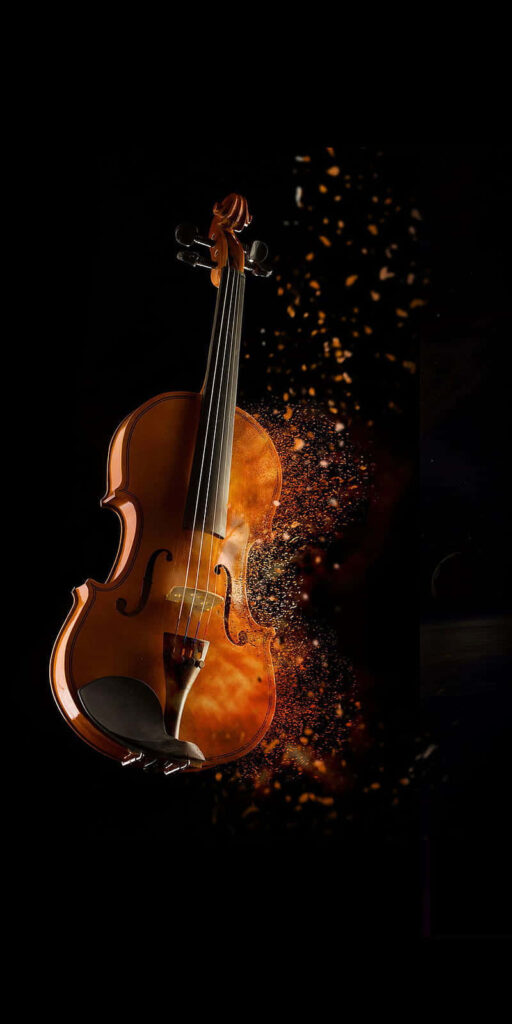 Artistic Violin Wallpaper: Stunning Dark Background with Dispersion Effect