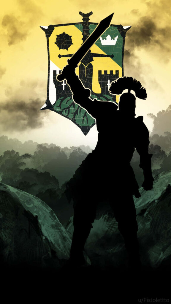 The Majestic Knights: A Radiant Tribute with Iconic Yellow Flag - Artistic For Honor Background Wallpaper