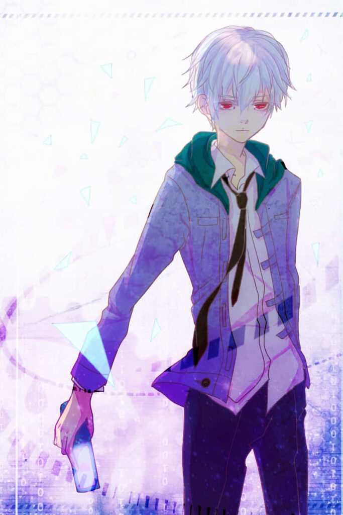 Aru Akise thoughtful pose calm expression anime wallpaper with soft abstract background
