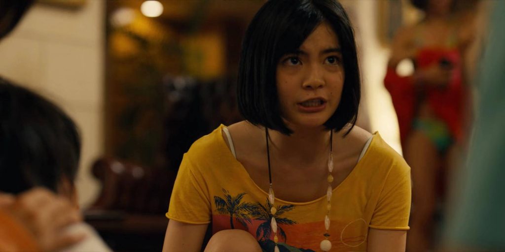 Asahi Kujo intense expression yellow graphic t-shirt cinematic Alice in Borderland wallpaper background