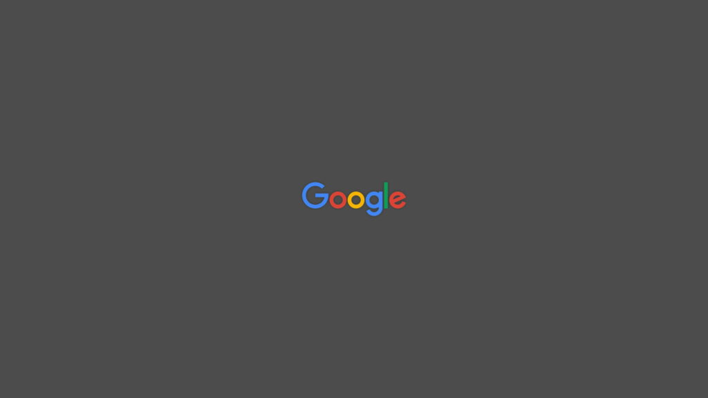 Minimalist Google logo digital wallpaper with multicolored letters on dark gray background