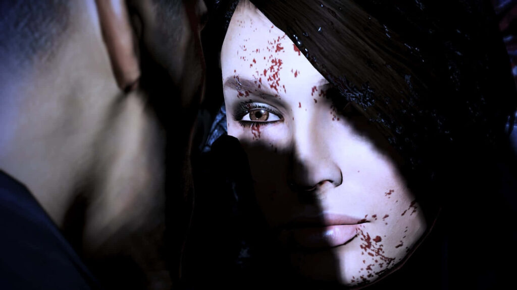 Ashley Williams Mass Effect close-up intense lighting battle marks strong determined character wallpaper