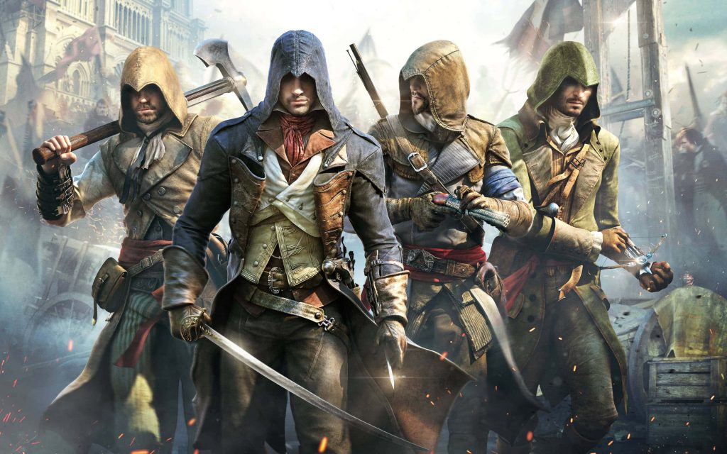 Assassins Creed Unity 4K wallpaper Arno Dorian Brotherhood French Revolution battle scene