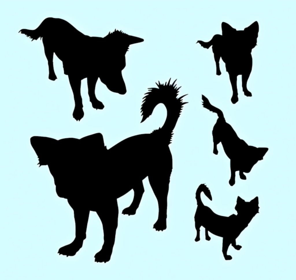 Black Dog Silhouettes Wallpaper on Light Blue - Perfect for Dog Lovers