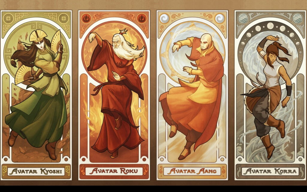 Assorted Avatar Posters: HD Wallpaper Background featuring Characters from Avatar The Last Airbender
