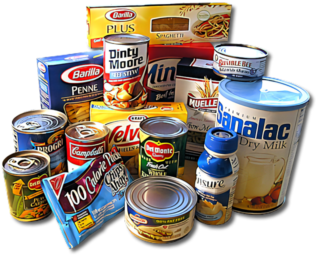 Assorted Pantry Items Wallpaper: Canned Foods, Pasta & More
