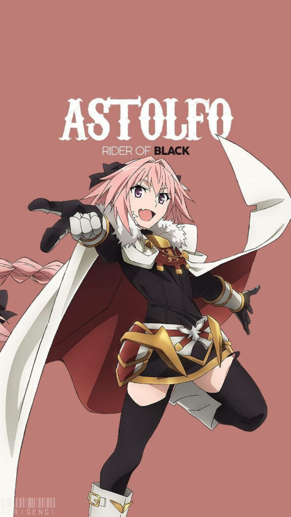 Astolfo Fate Apocrypha cheerful pose confident smile vibrant anime poster wallpaper background
