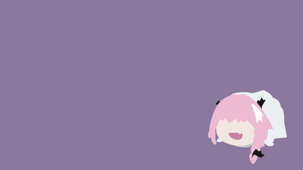 Minimalist cartoon vector art of Astolfo Fate Apocrypha on solid purple playful cute wallpaper background