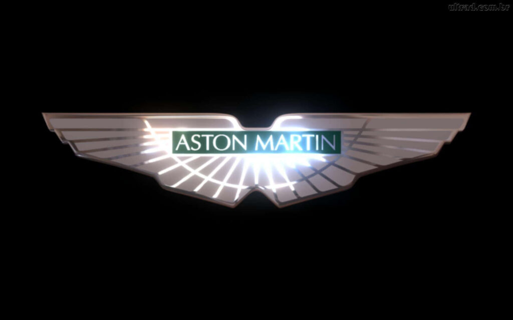 Aston Martin Logo Wallpaper: Elegant Wing Design on Black Background