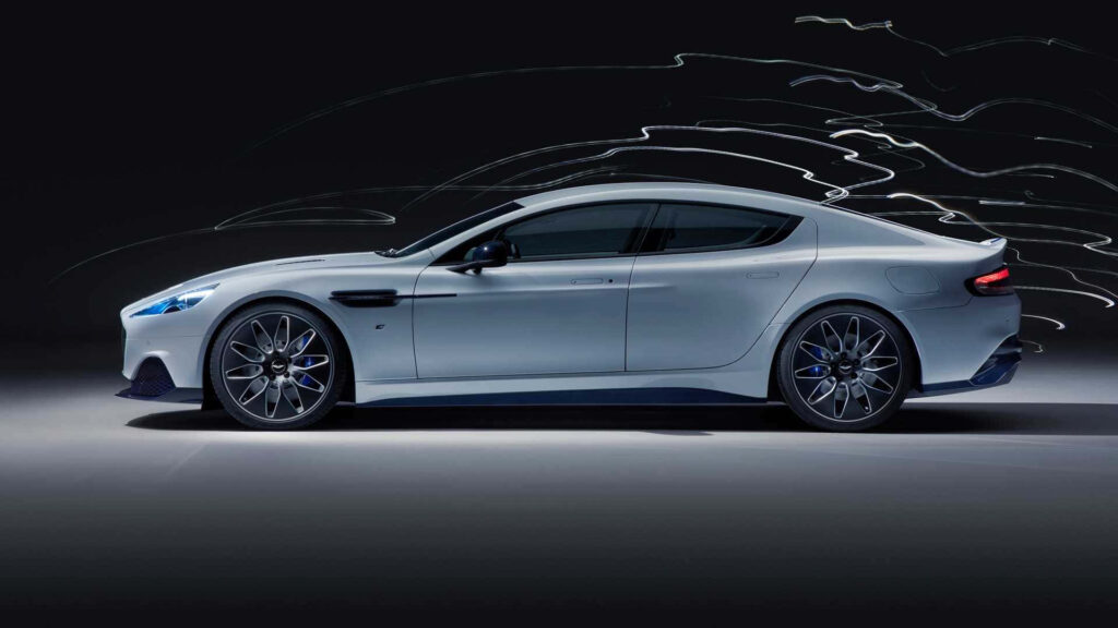 Aston Martin Rapide S luxury car with sleek design on dark stylish wallpaper background