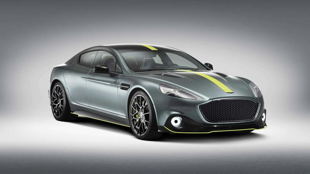 Aston Martin Rapide S luxury sports car with sleek lines and bold design on clean background Wallpaper