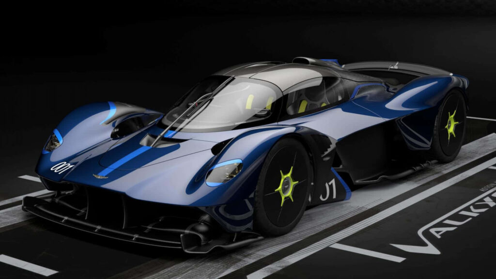 Aston Martin Valkyrie hypercar wallpaper featuring sleek aerodynamic design and high performance