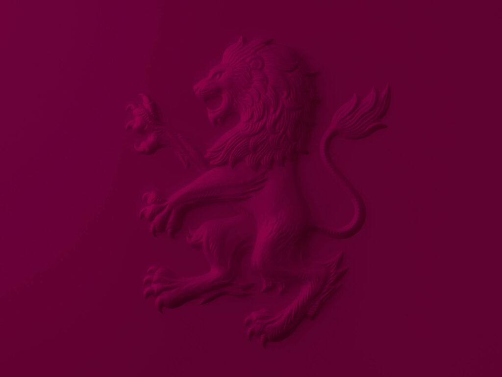 Aston Villa lion embossed wallpaper on rich claret background bold artistic football design