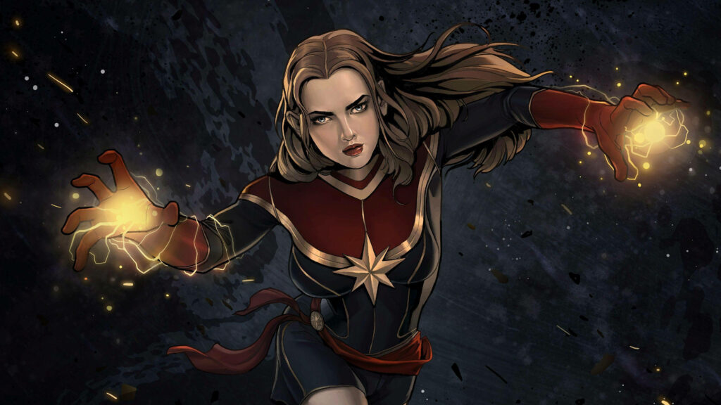 Cosmic Brilliance: A Captain Marvel Comic Art in 4k Wallpaper