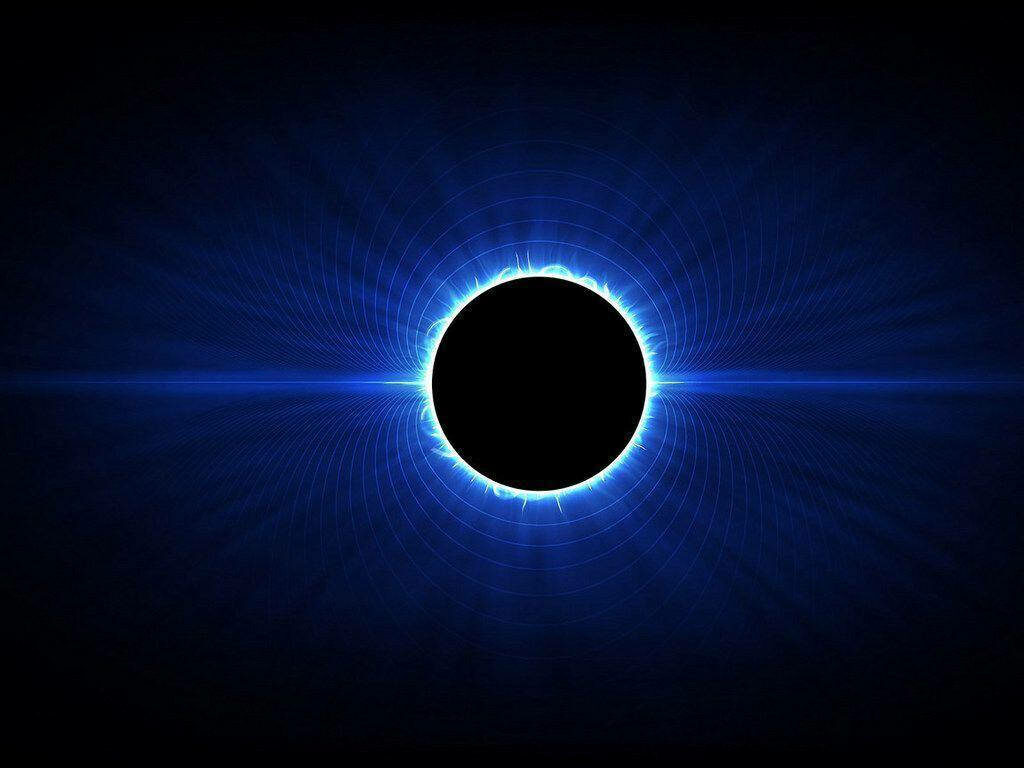 Captivating Digital Eclipse: Mesmerizing Black and Blue Cosmos Wallpaper