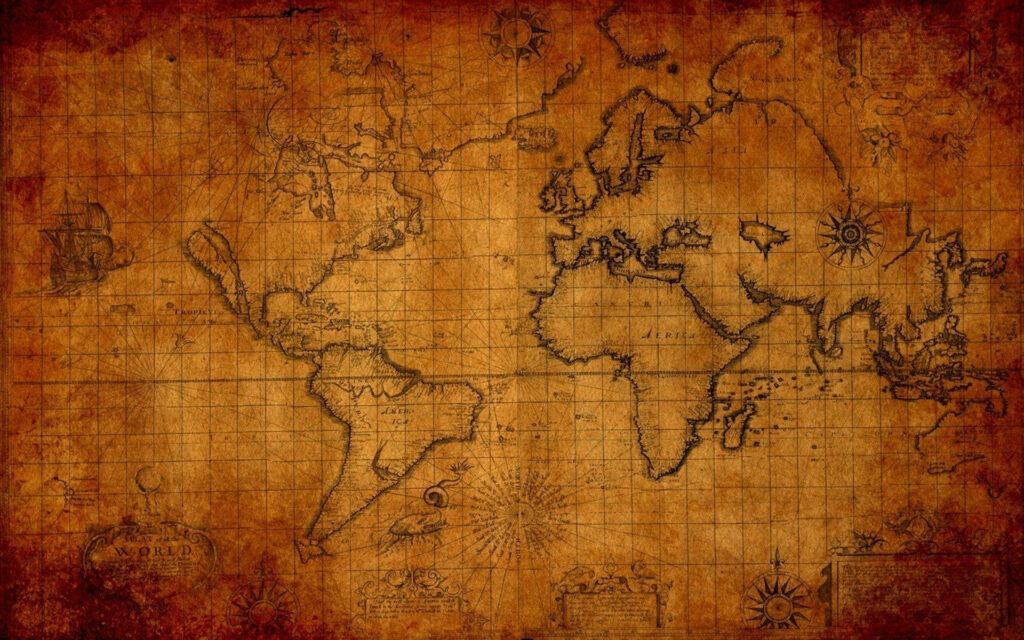 On Aged Paper: A Captivating Snapshot of Diverse Nations on a Vintage World Map Wallpaper