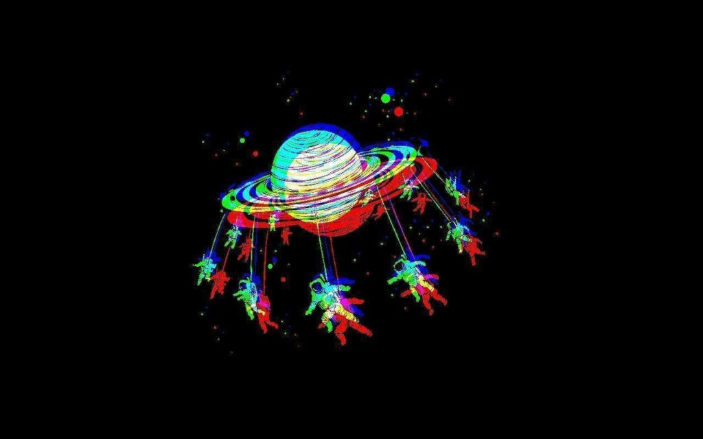 Interstellar Connection: Astral Magicians on Saturn's Threads Wallpaper