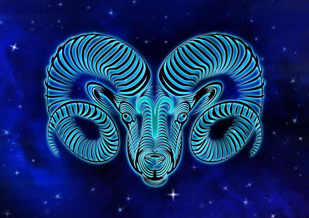 Astral Aries: Cosmic Ram Radiating Psychedelia Wallpaper