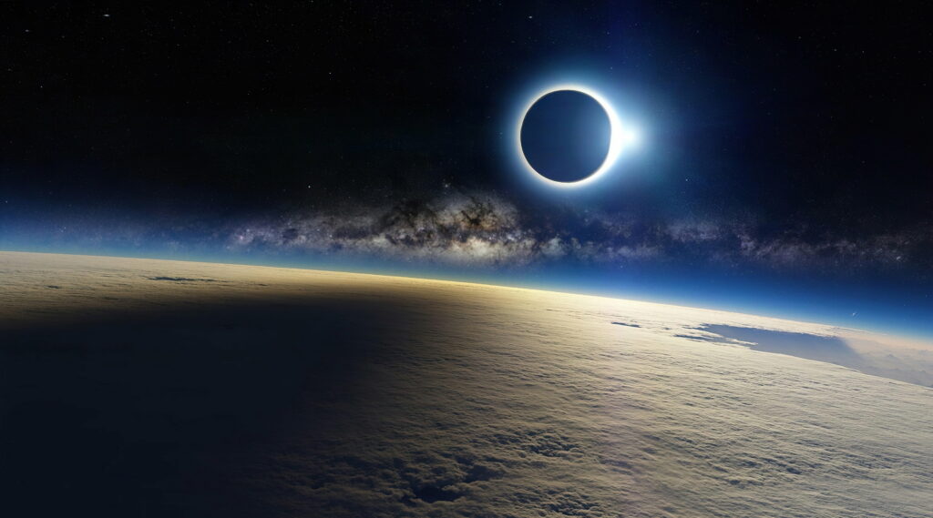 Glorious Eclipse in Outer Space: A Mesmeric HD Wallpaper of Earth Drenched in Shadows